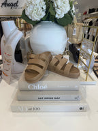 Triple Strap Gold Buckle Sandal (3 Colours)