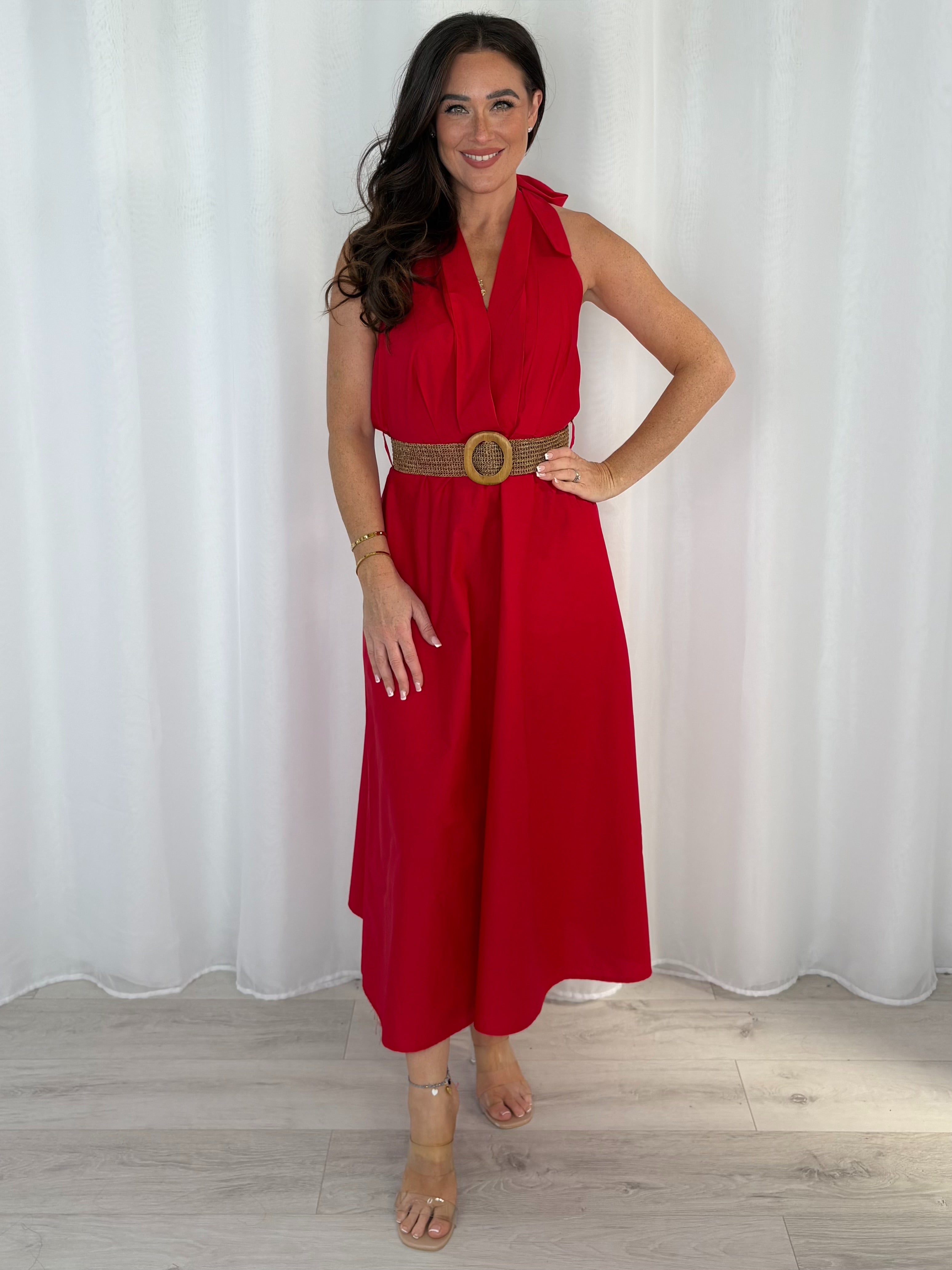 Woven Belt Strap Midi Dress (5 Colours)