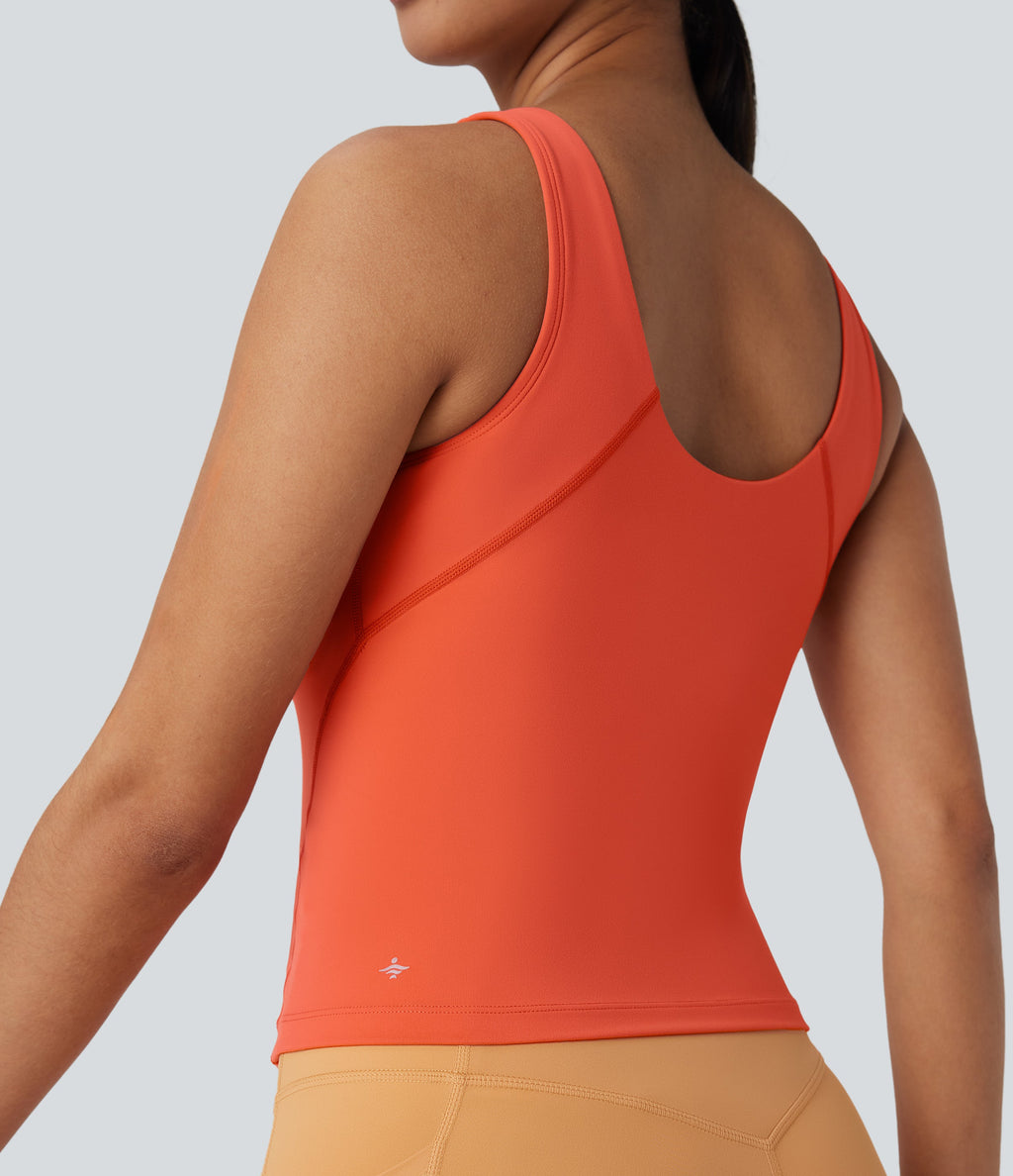 SoftlyZeroTM Plush Padded V Neck Running Tank Top-D/DD/DDD/F Cups