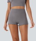 Seamless Flow High Waisted Lettuce Trim Lounge Shorts 2.5''