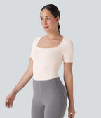 Seamless Flow Smoothing Square Neck Adjustable Leg Straps Work Bodysuit-Easy Peezy