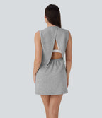 Sleeveless Drawstring 2 Piece Mini Golf Active Dress