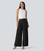 BreezefulTM Mid Rise Wide Leg Quick Dry Work Pants with Pockets