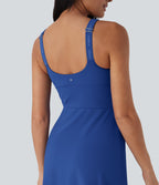 SoftlyZeroTM Plush Push-Up Molded Cups 2-in-1 Yoga Active Dress with Pockets-Easy Peezy-D/DD/DDD/F Cups