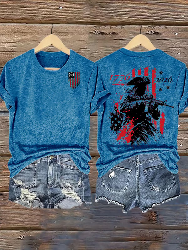 Women's  250th Anniversary Distressed American Flag 2-sided Shirt