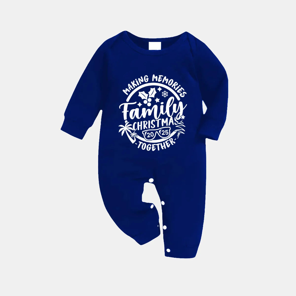 Christmas Make Memories Together 2025 Print Blue and White Plaid Family Matching Pajamas
