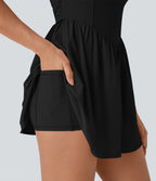 BreezefulTM Tie Back 2-in-1 Quick Dry Mini Dance Active Dress with Pocket-Easy Peezy Edition