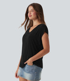 V Neck Short Sleeve Casual T-Shirt