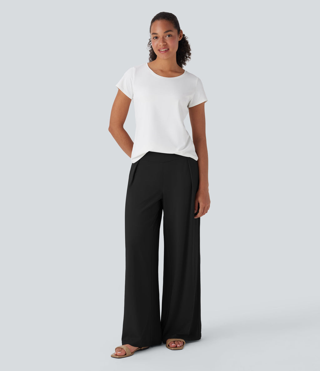 High Waisted Wide Leg Casual Pants with Pockets