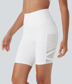 SpeedWaveTM High Waisted Contrast Mesh Quick Dry Yoga Biker Shorts 7'' with Pockets