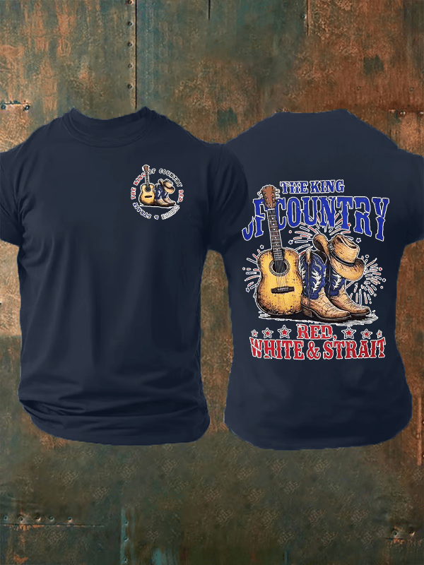 Men's RED WHITE & STRAIT  Print T-Shirt