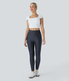 High Waisted Sheen Casual Skinny Pants with Pockets