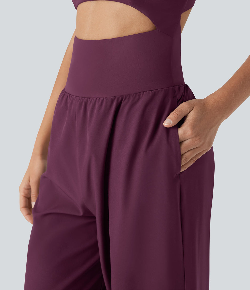 BreezefulTM Cut Out Quick Dry Yoga Jumpsuit with Pockets-Easy Peezy Edition