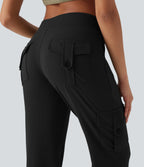 Low Rise Drawstring Casual Bootcut Cargo Pants with Pockets