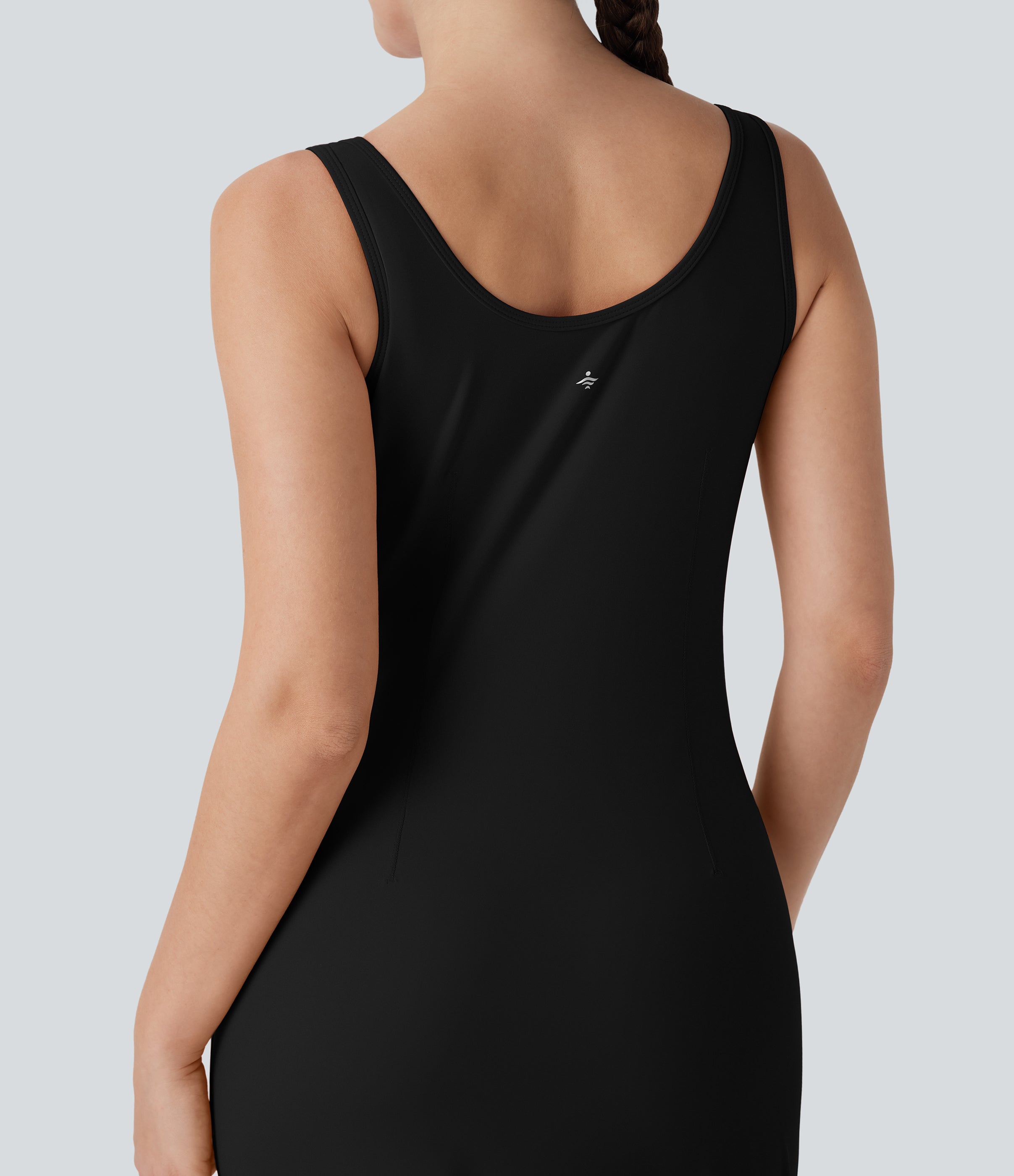 SoftlyZeroTM Airy Color Block Hem Cool Touch Workout Active Tank Dress with Pockets-UPF50+