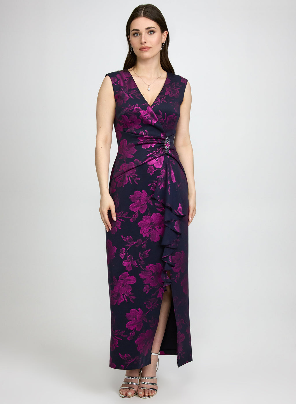 Foil Floral Print Dress