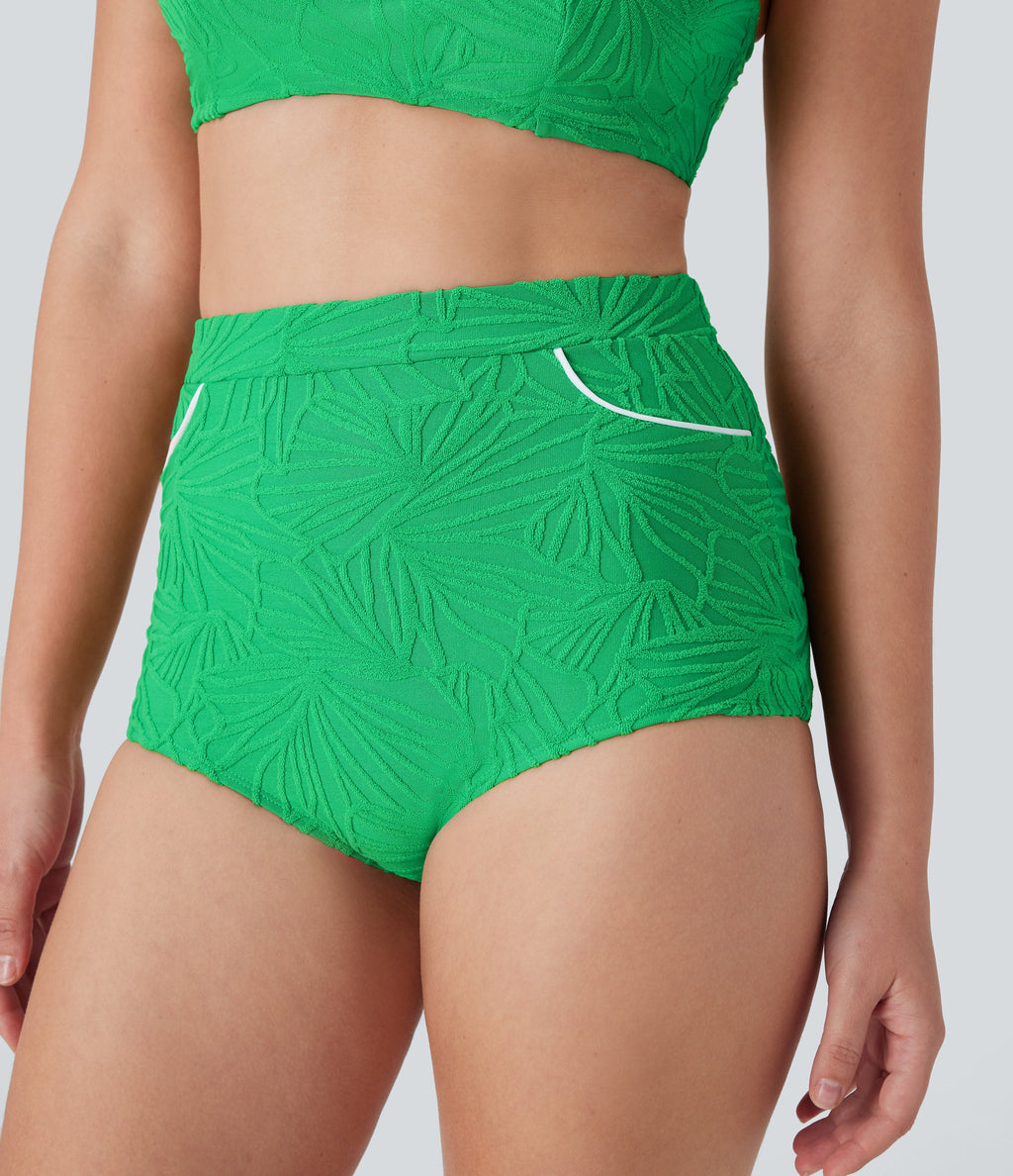 High Waisted Texture Bikini Bottom Swimsuit