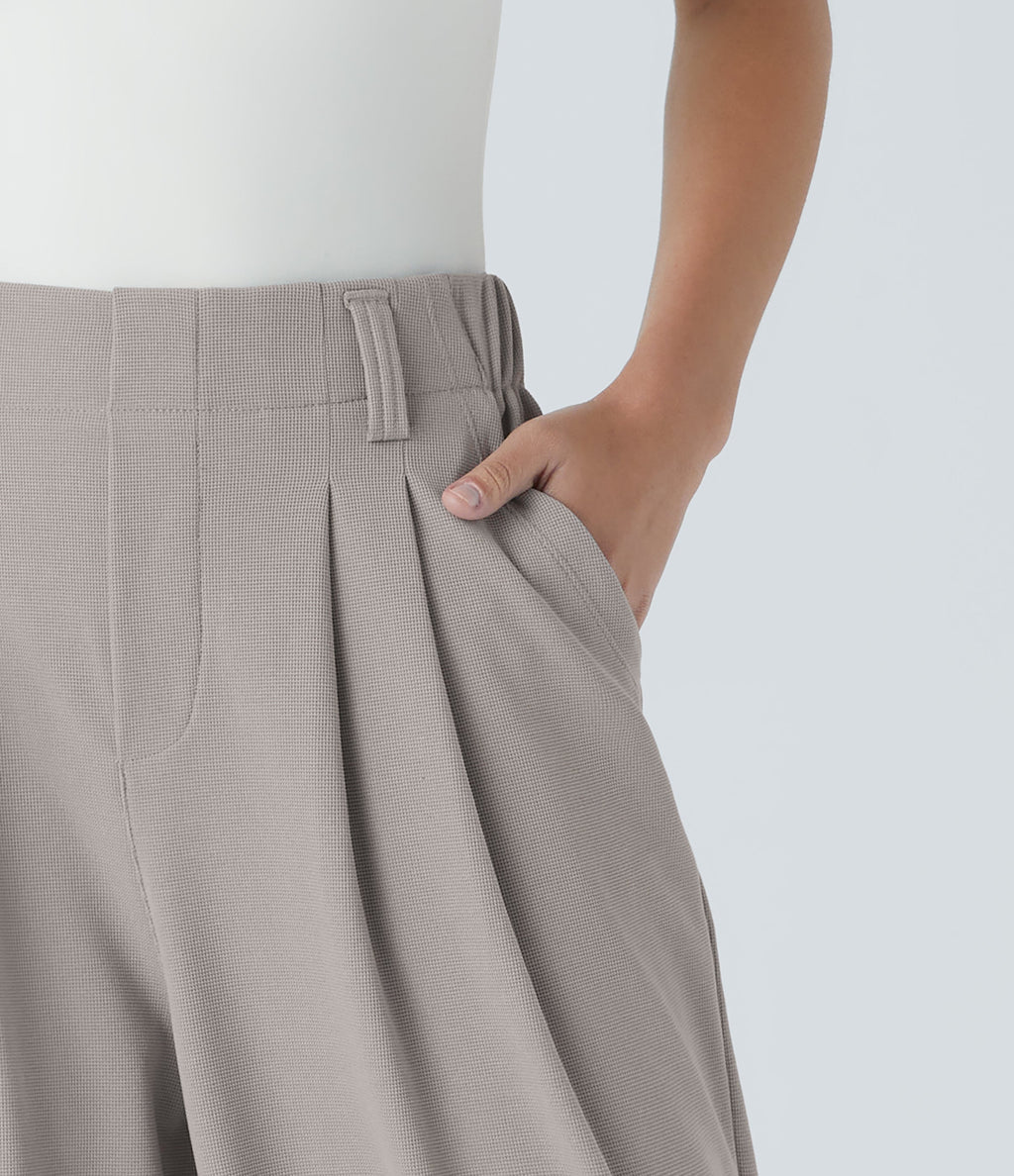 FlexTM High Waisted Side Pocket Wide Leg Waffle Work Pants