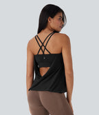 Double Straps Pleated Quick Dry Yoga Cami Top-D/DD/DDD/F Cups