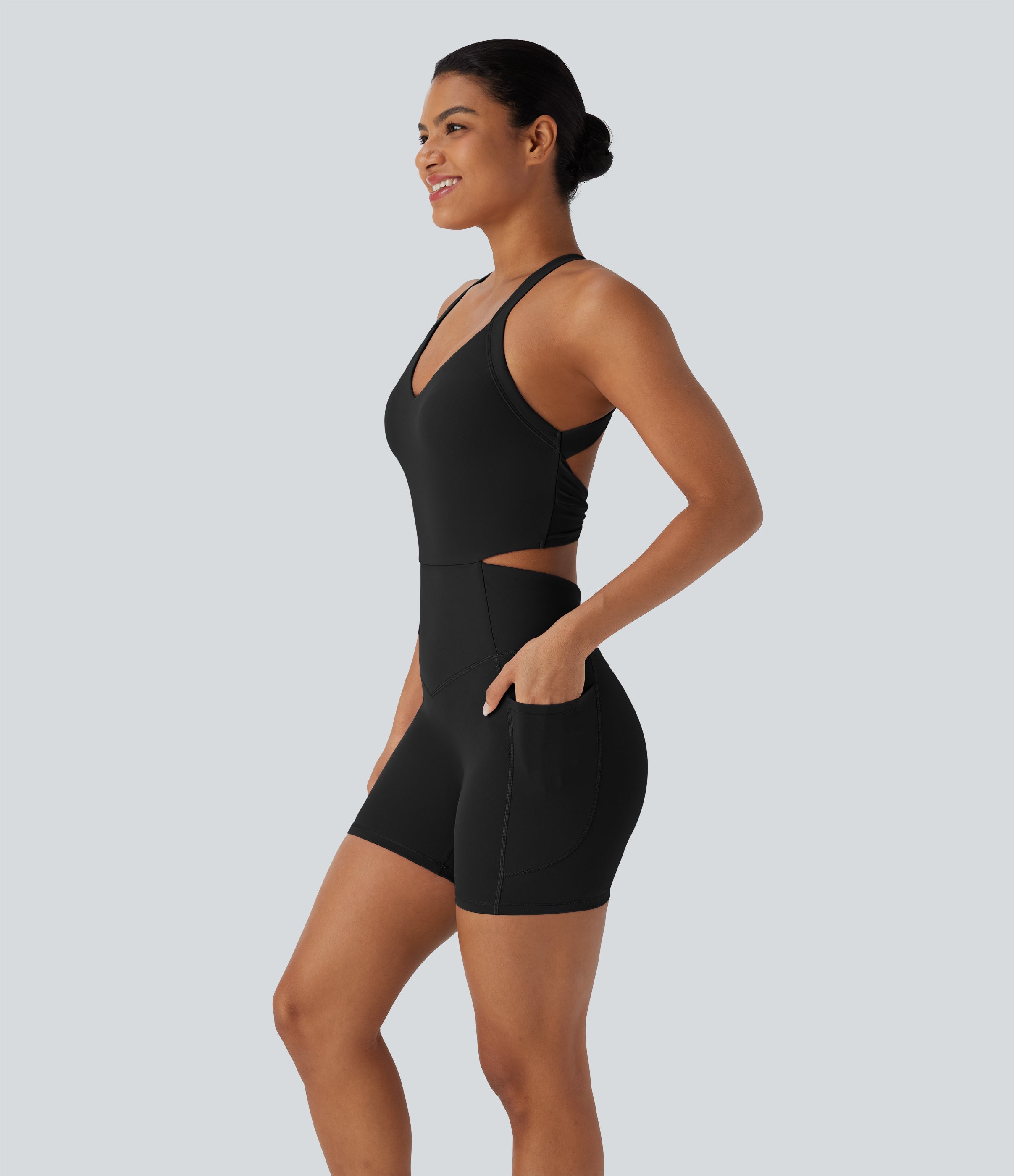 UltraSculptTM SoCinched Tummy Control Training Romper with Pockets-Easy Peezy Edition