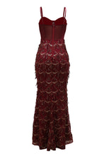 Cami Corset Sequin Fringed Gowns Maxi Dresses-Champagne