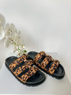Triple Strap Sandals With Gold Circle Detail (3 Colours)