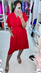 Clarissa Wrap Effect Pocket Shift Dress
