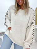 Women's Sweater Casual Soft Pure Color Ribbed Crew Neck Knitted Long Sleeve Regular Tops