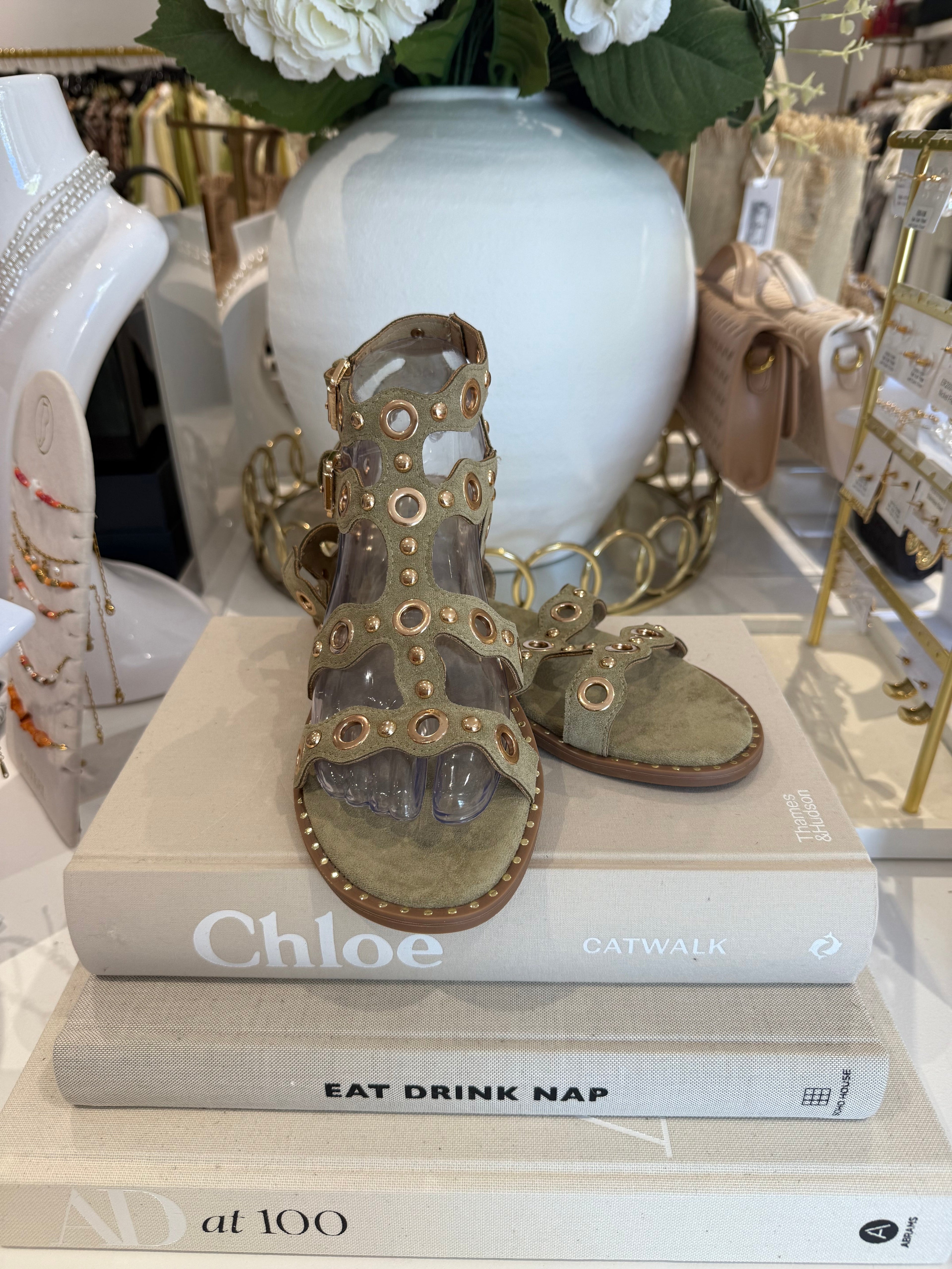 Gold Circle Detail Flat Sandal (4 Colours)