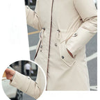 Women's winter parka with hood and fur collar