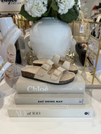 Beige Faux Suede Cork Sole Sandals