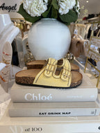 Chunky Cork Sole Double Buckle Stitching Detail Sandal (4 Colours)
