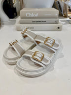 Double Buckle Contrast Woven Sandals (3 Colours)
