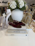 Faux Suede Low Heel Strap Two Tone Shoes