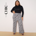 Messy Stripe Abstract Print Wide-Leg Drawstring Palazzo Pleated Pants