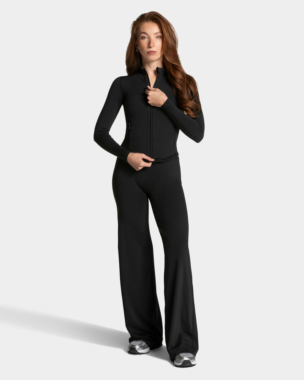Allrounder Shaping Two-Piece Set, High-Waist Wide-Leg Pants & Zipper Jacket, Breathable Sporty, Long Sleeve, All Seasons, Yoga & Gym Wear