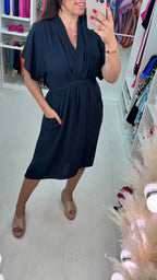 Clarissa Wrap Effect Pocket Shift Dress