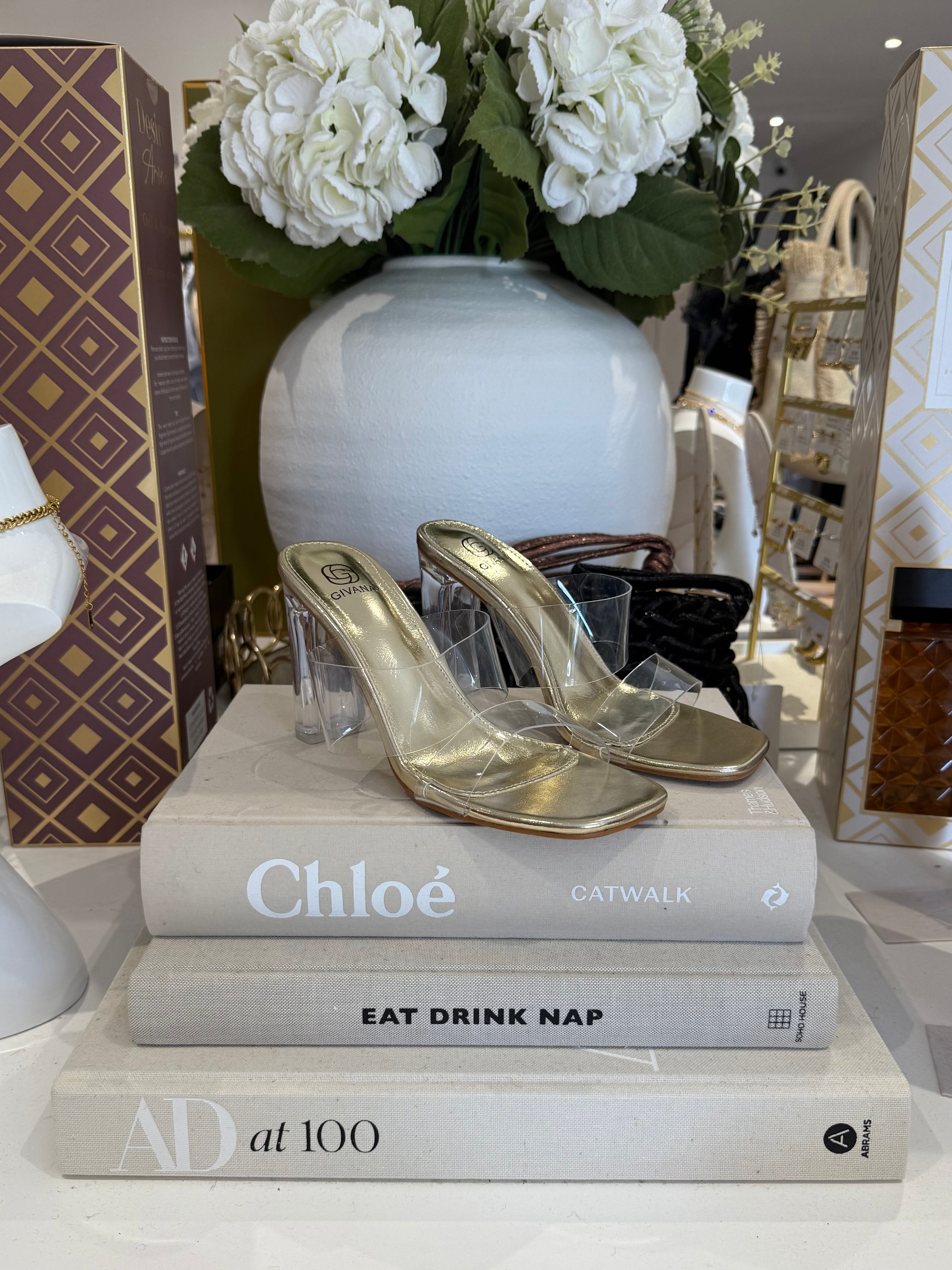 Gold Clear Heels