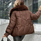 Stylish quilted jacket with faux fur collar