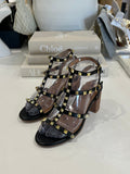 Gold Studded Block Heel Sandal (3 Colours)