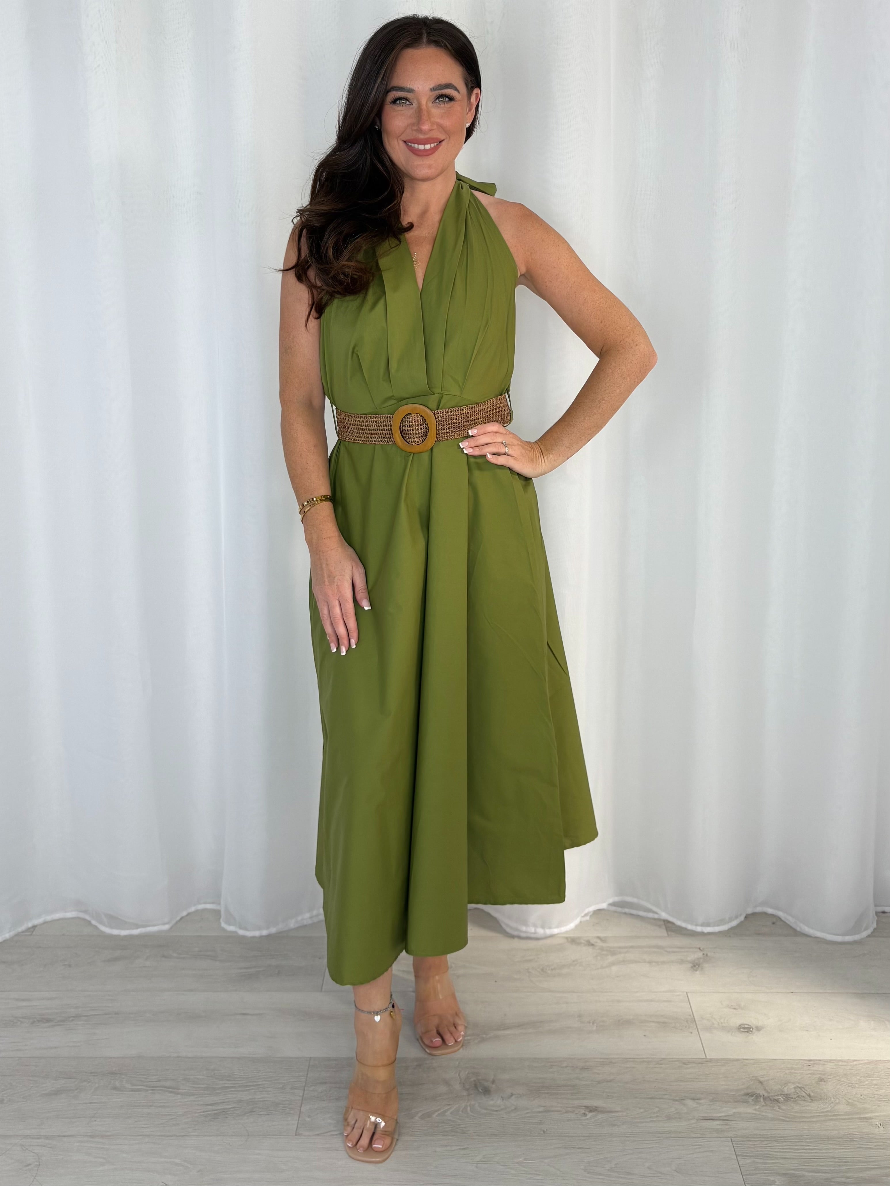 Woven Belt Strap Midi Dress (5 Colours)