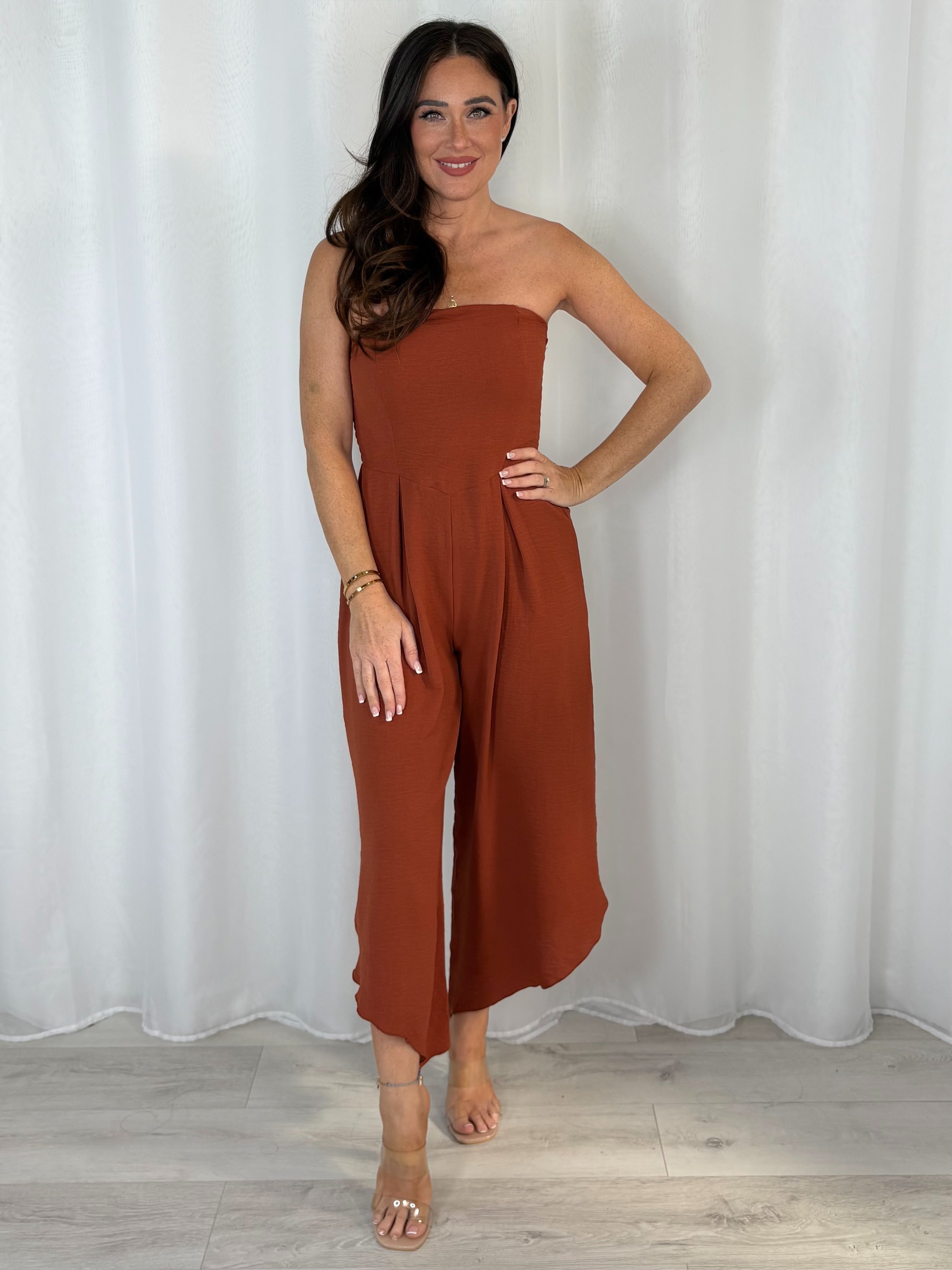 Bandeau Jumpsuit With Tapered Leg (6 Colours)