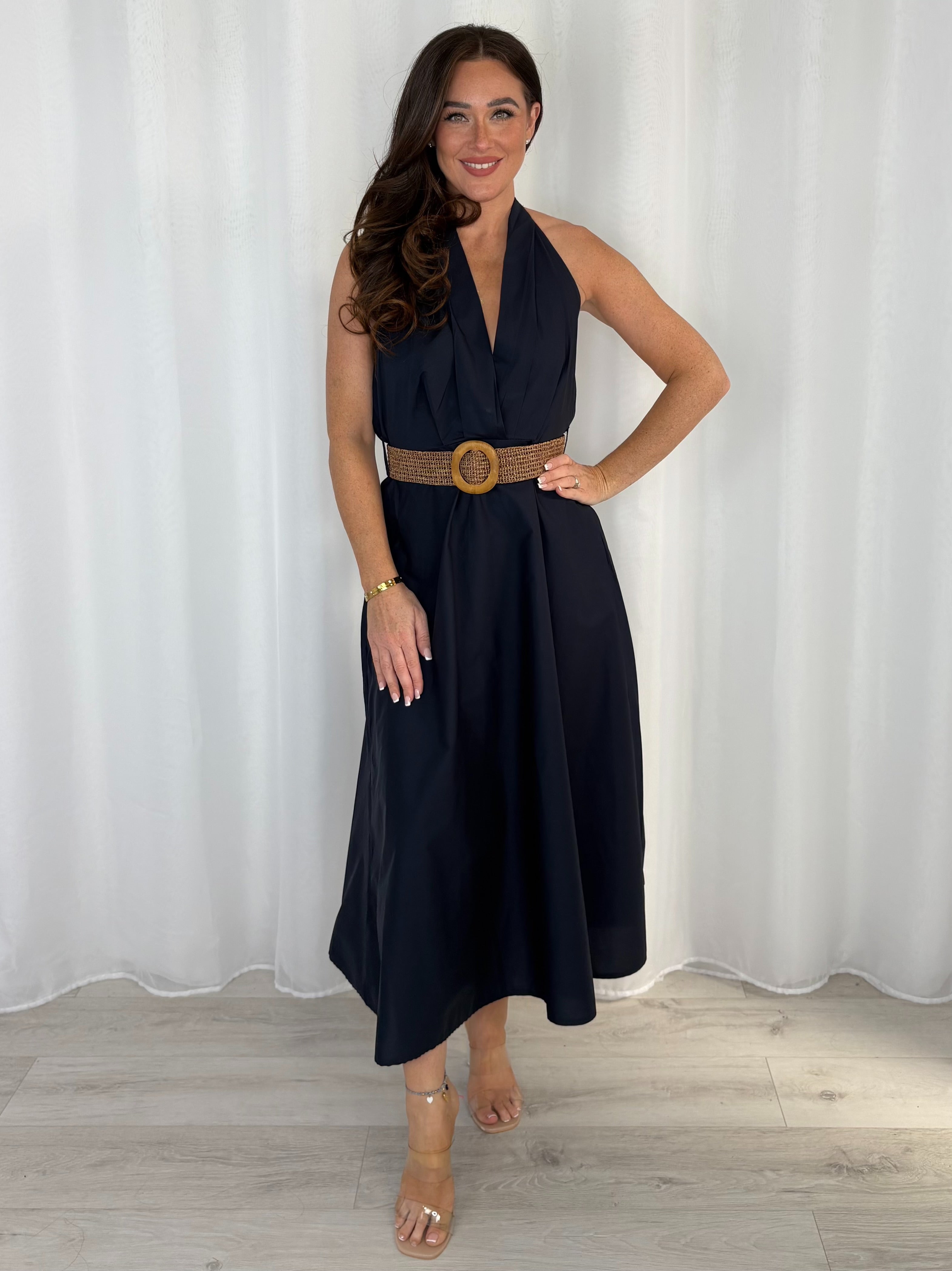 Woven Belt Strap Midi Dress (5 Colours)