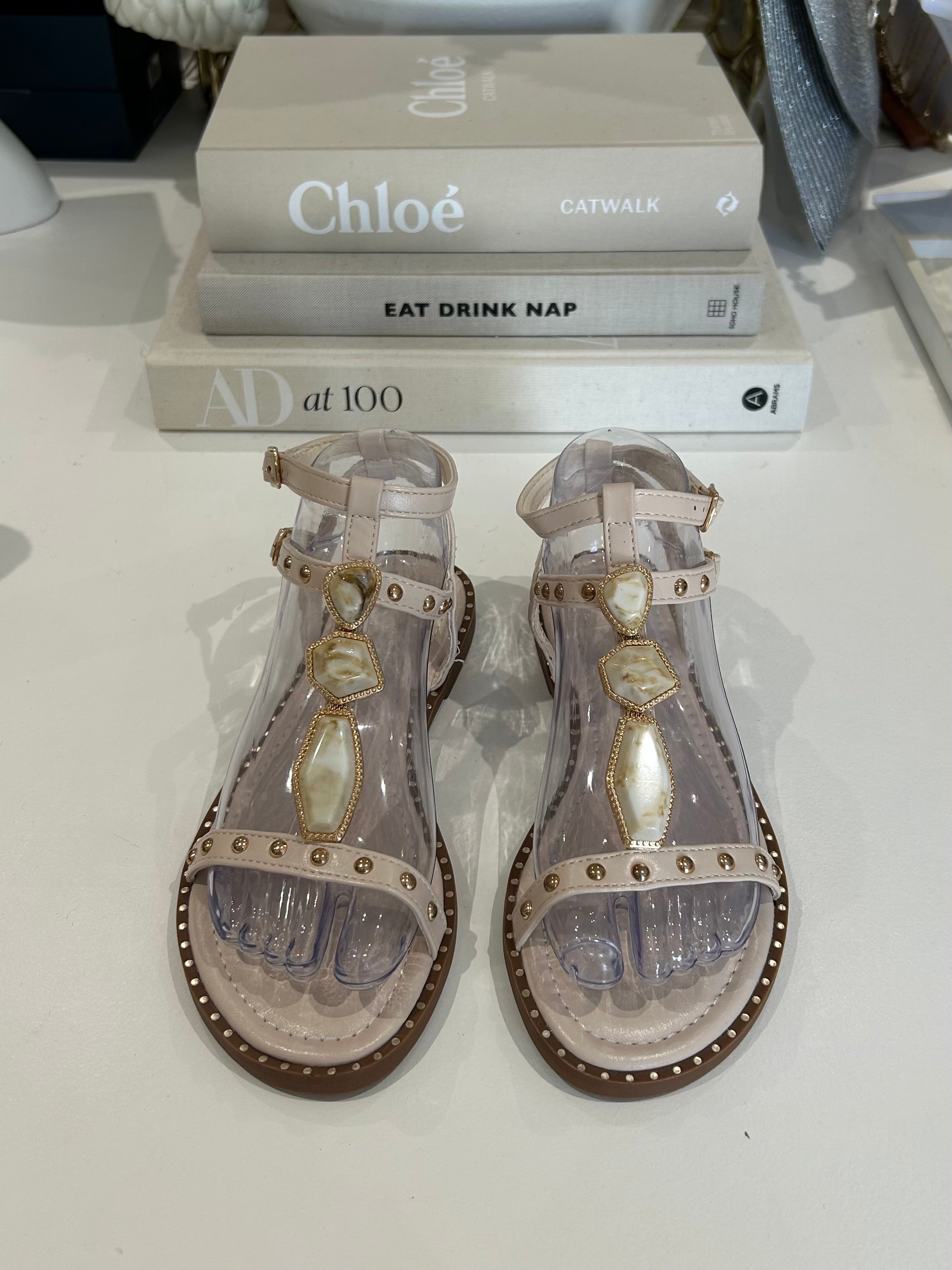 Studded Marble Flat Sandals (3 Colours)