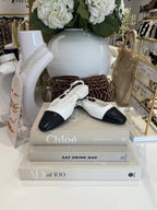 Black And White Cap-Toe Slingback Flats
