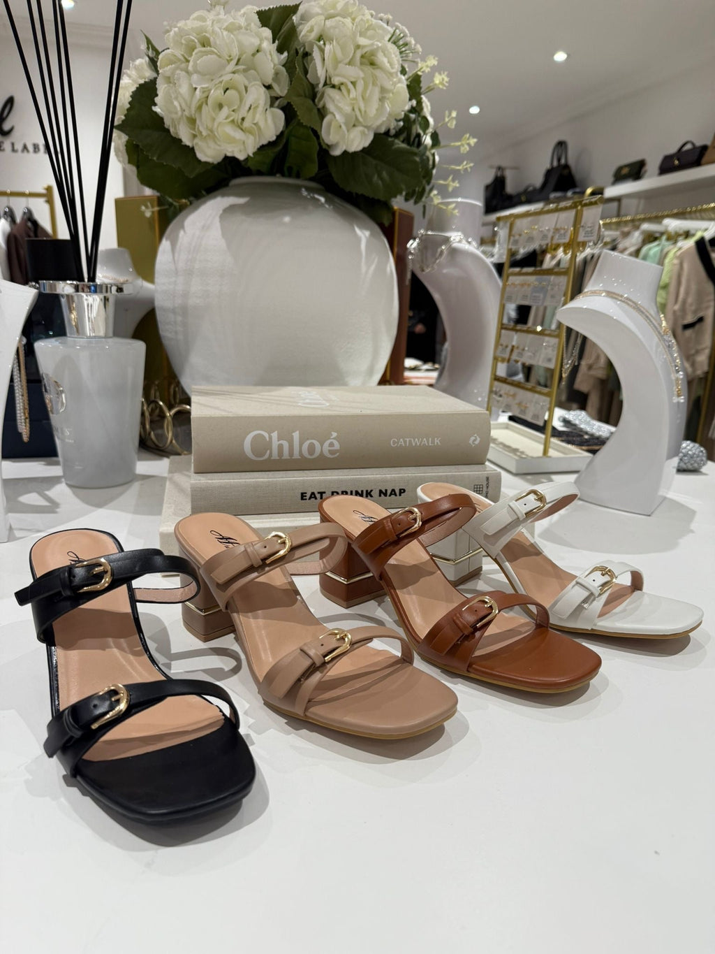 Double Buckle Strap Block Heel (4 Colours)