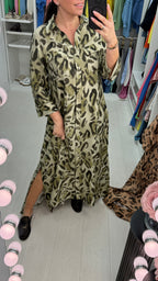 Rosemarie Leopard Print Maxi Shirt Dress