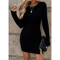 Womens Sweater Dress Cable Knit Crew Neck Casual Fitted Bodycon Sweater Dress