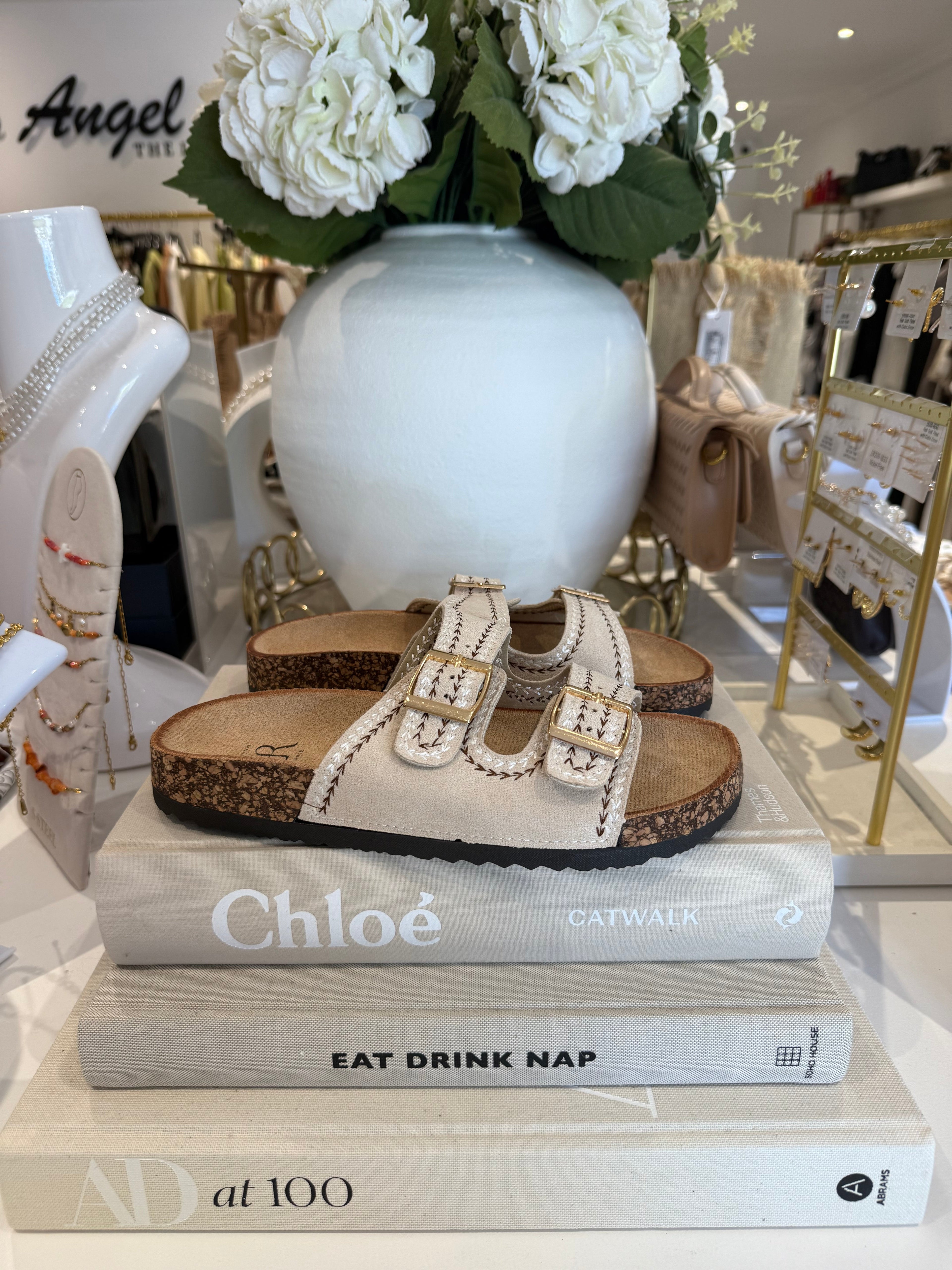 Chunky Cork Sole Double Buckle Stitching Detail Sandal (4 Colours)
