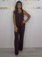 Button Up Tailored Straight Leg Trousers (2 Colours)